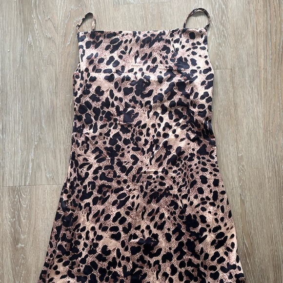 Satin Leopard Print Mini Dress - Picture 3 of 4